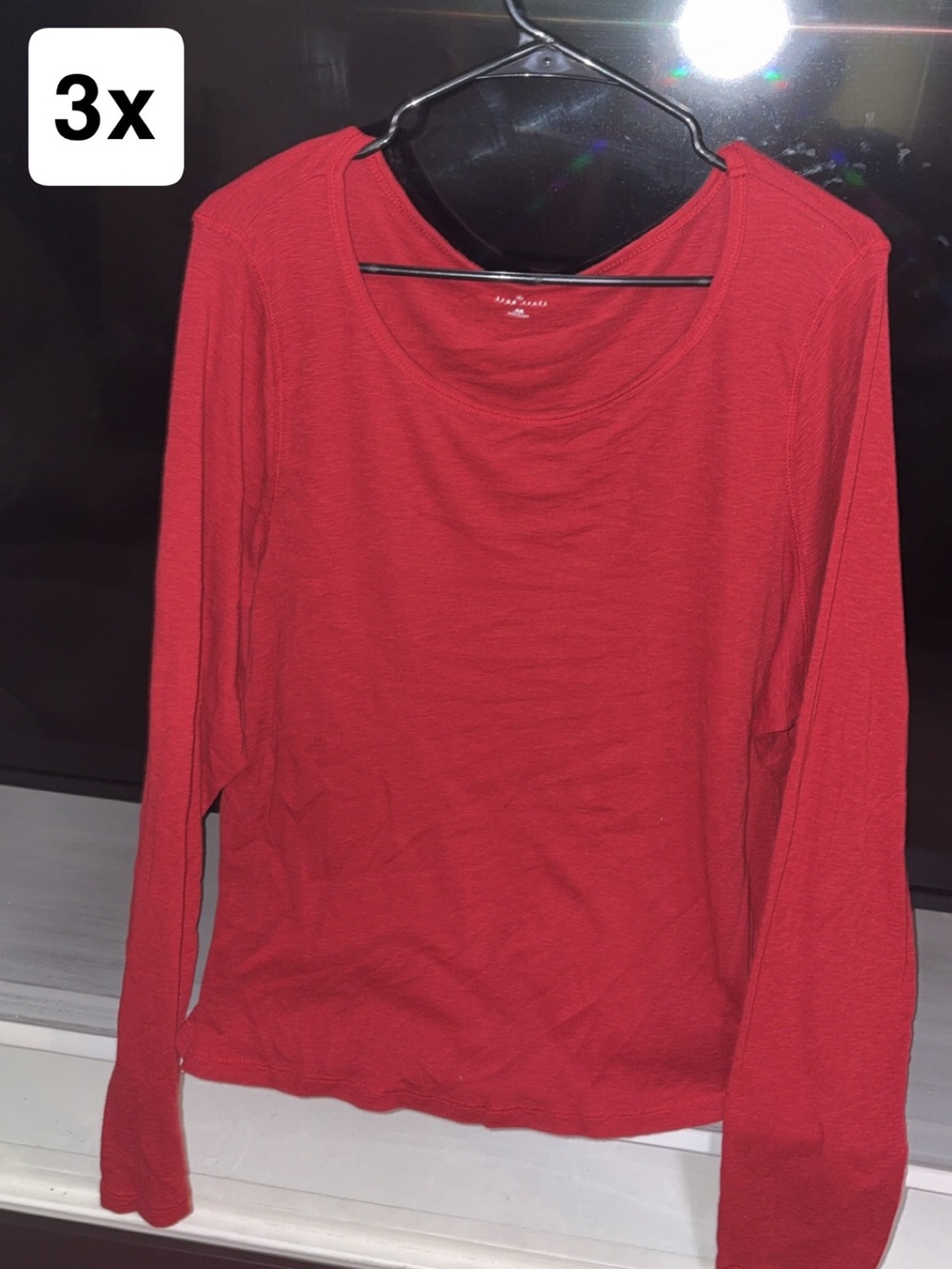 Women’s Long-Sleeve Red Scoop Neck Top